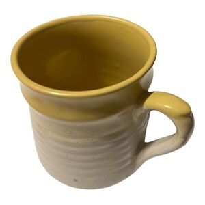 POTTERY mug gold ombre to cream ribbed base.